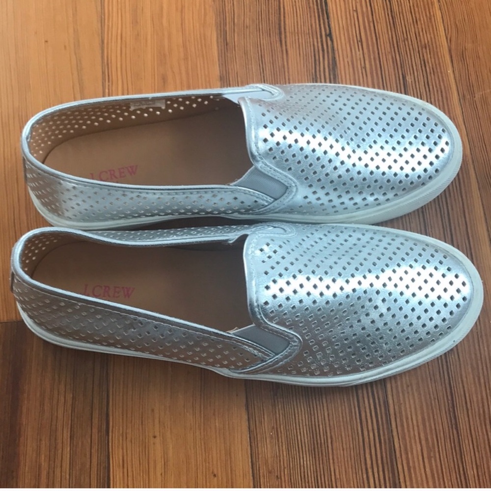 JCrew Slip On Silver Sneakers